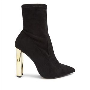 NEVER WORN! Gold Block Heel Boots